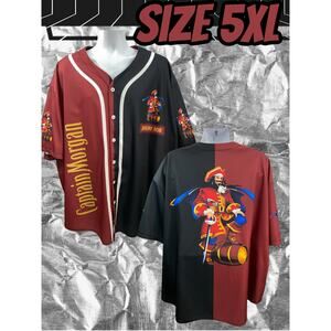 Black And Red Captain Morgan Baseball Jersey "Jersay Bob" Size 5XL 34x34